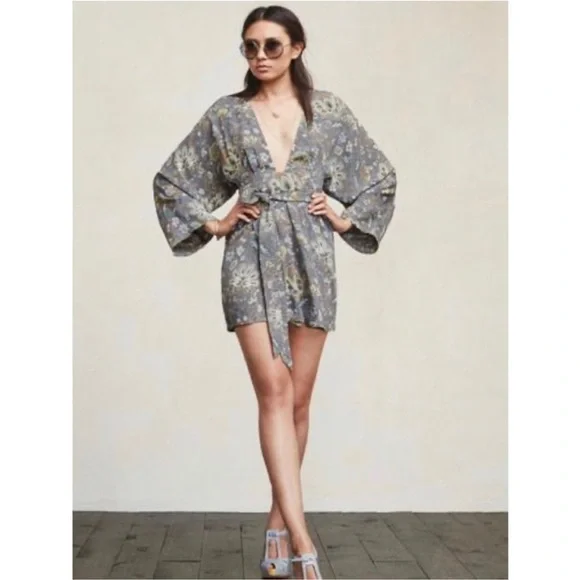 Reformation | Dresses | Reformation Fuji Kimono Dress Dark Sage Greenboho  Floral Size 4 | Poshmark